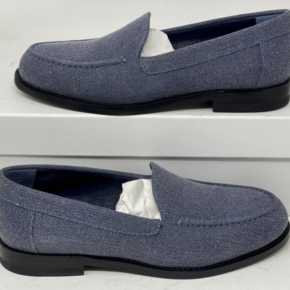 Manolo Blahnik Dineguardo Blue Denim Moc Toe Loafers 40.5 EU / 10.5 US / 7.5 UK